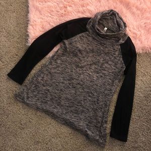 Grey and black cowl neck top